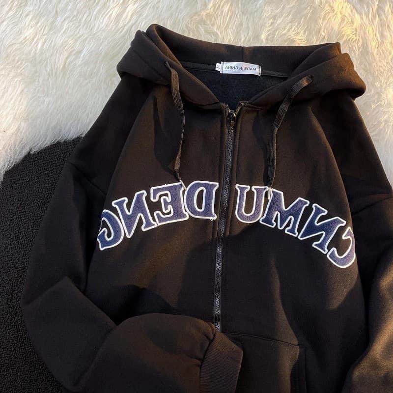 Áo Khoác Nỉ Ngoại Cnmu PEONYB Unisex [FREESHIP] Hoodie zip kiểu form rộng tay bồng in chữ vintage 3158 hàn quốc đẹp