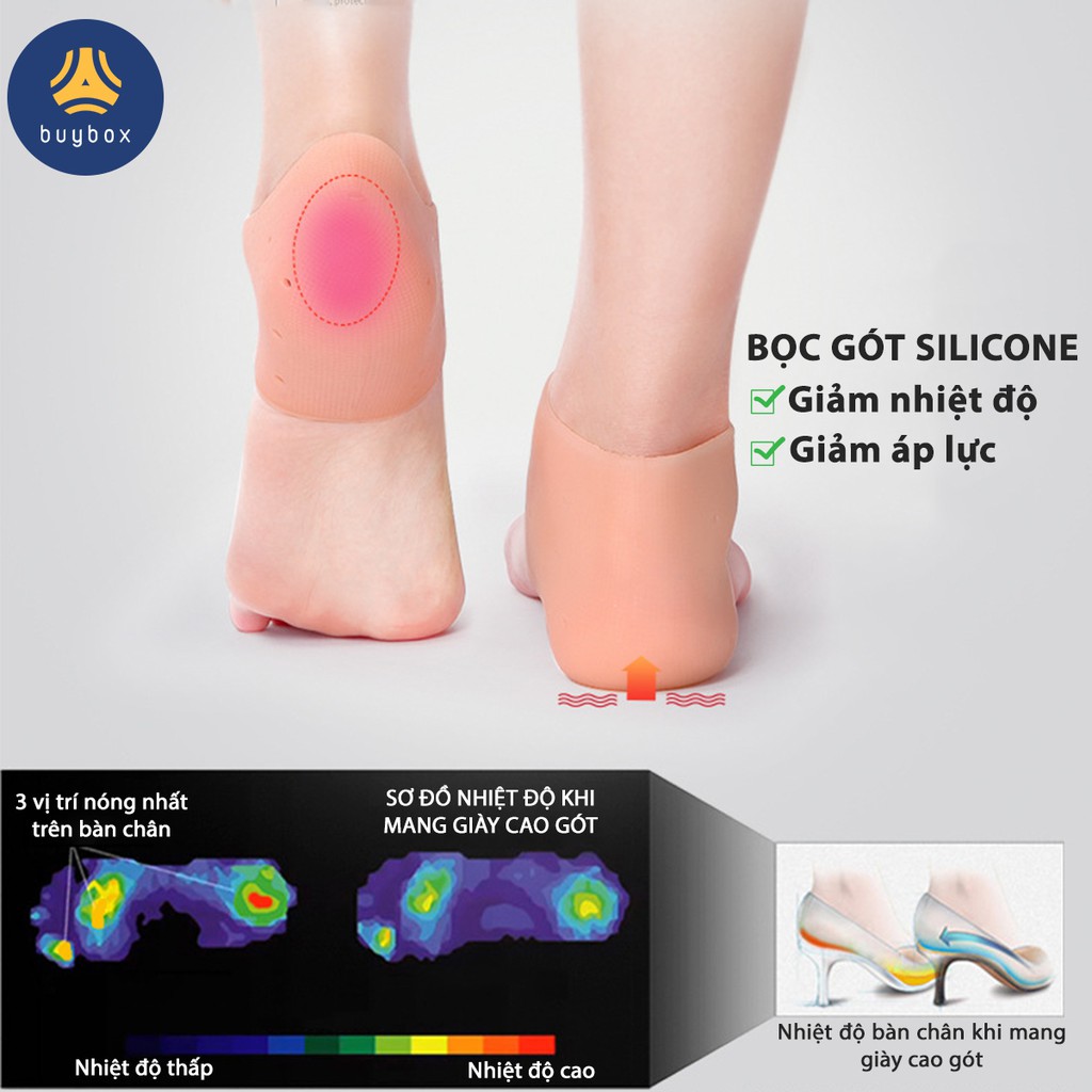 Combo vớ bọc gót chân silicone giúp bảo vệ gót chân, giúp đi giày êm - buybox - BBPK68