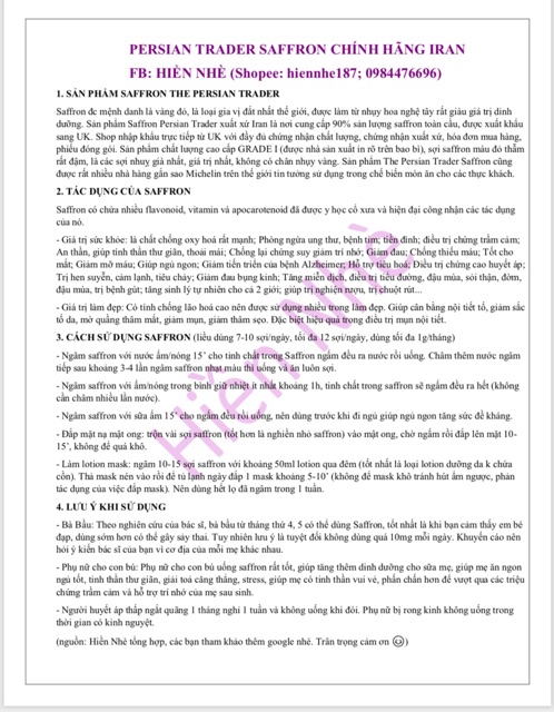 Lọ 2g NHUỴ HOA NGHỆ TÂY IRAN Loại 1 | BigBuy360 - bigbuy360.vn