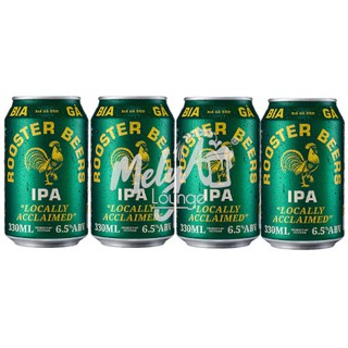 Lốc 4 lon bia Rooster IPA (Bia gà xanh) 6.5% (330mlx4)