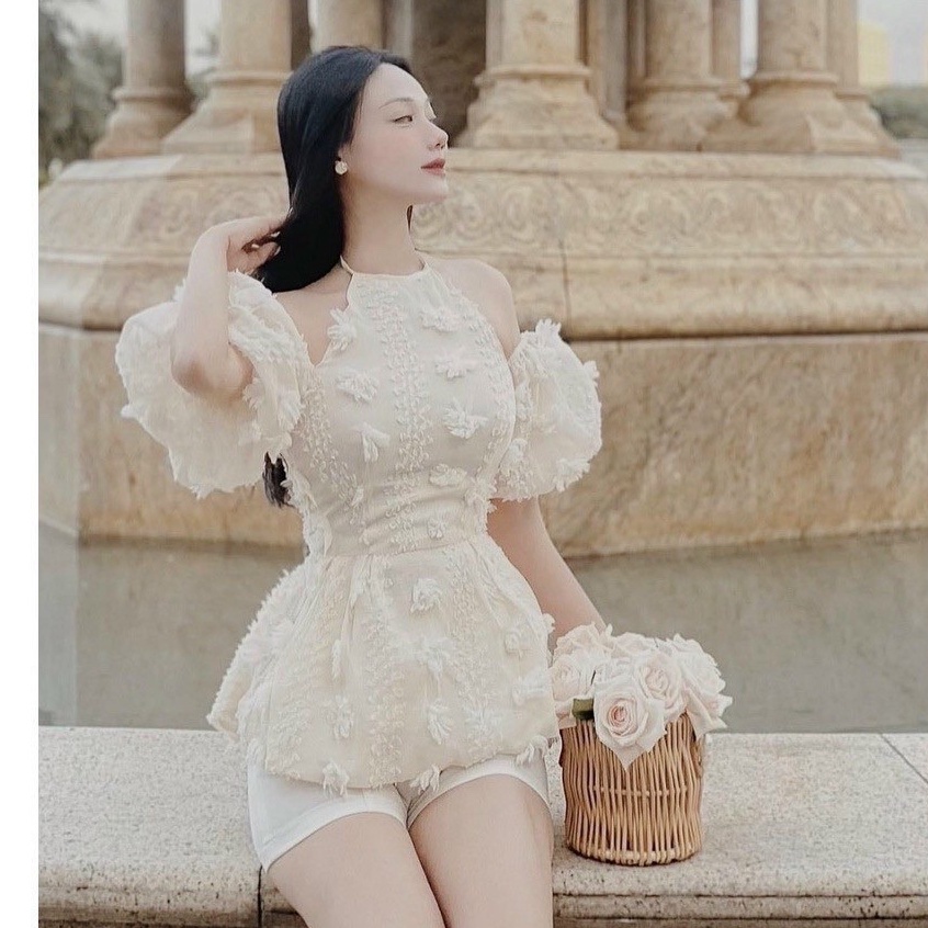 Sét bộ đi chơi tay ngắn cổ yếm hở lưng cho nàng dạo phố mùa hè
