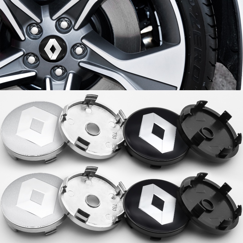 4 60mm lốp trung tâm nắp trung tâm ô tô trang trí logo cho Renault Koleos Kadjar Scenic Megane Sandero Espace Clio Captur Kangoo Laguna Talisman Twingo Phụ kiện xe hơi
