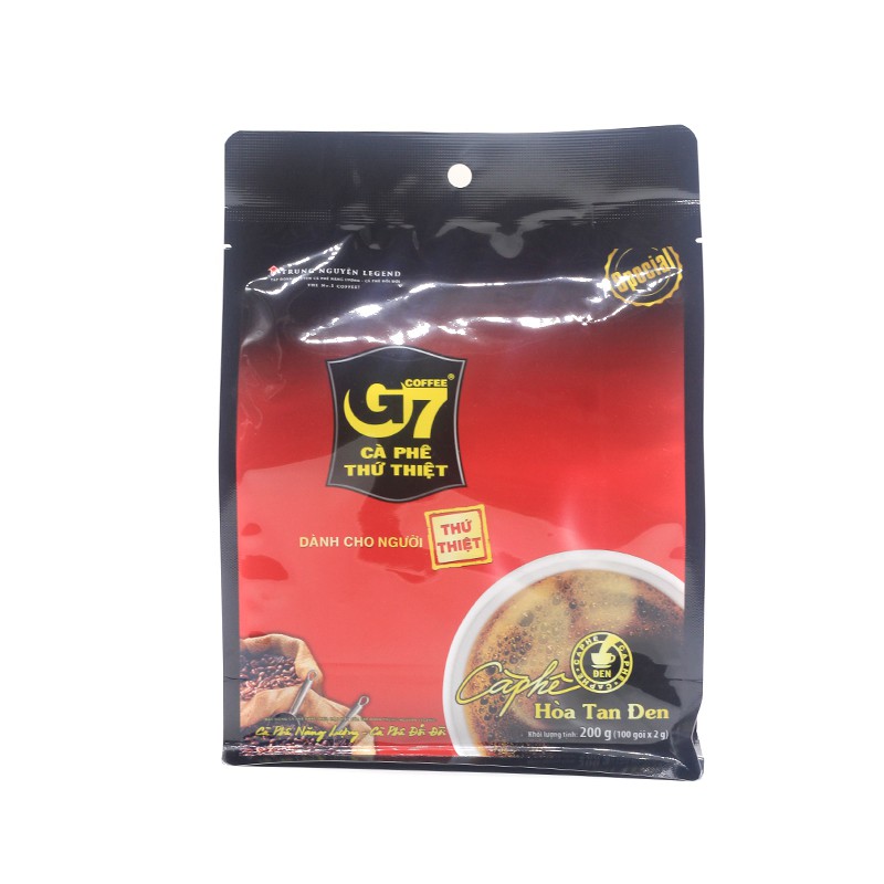 Cà Phê G7 Hòa Tan Đen Bịch 100 gói*2gr, Cà phê Hòa Tan Uống Liền Tiện Lợi ,Cà phê Hòa Tan Trung Nguyên Không Đường