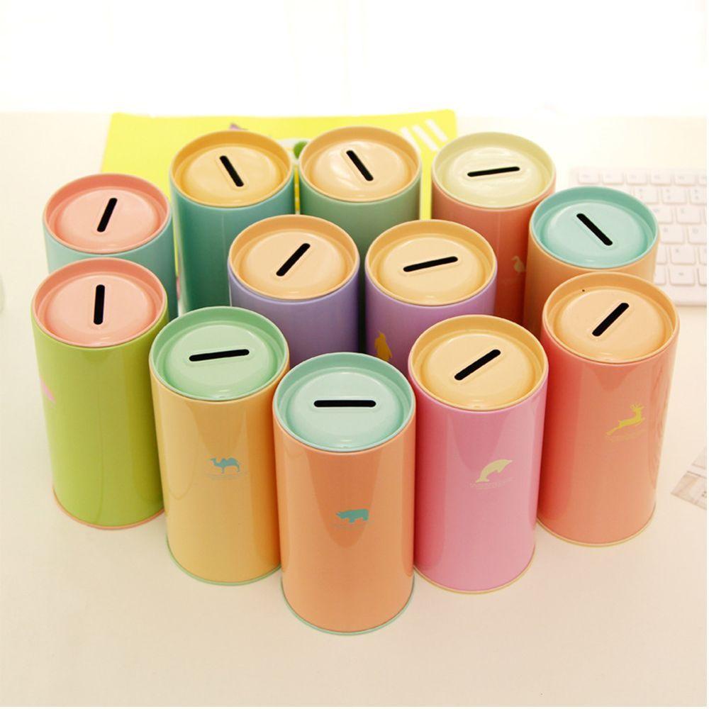 Ống Tiết Kiệm Tiền Bằng Thiếc In Họa Tiết Động Vật Dễ Thương Cho Bé