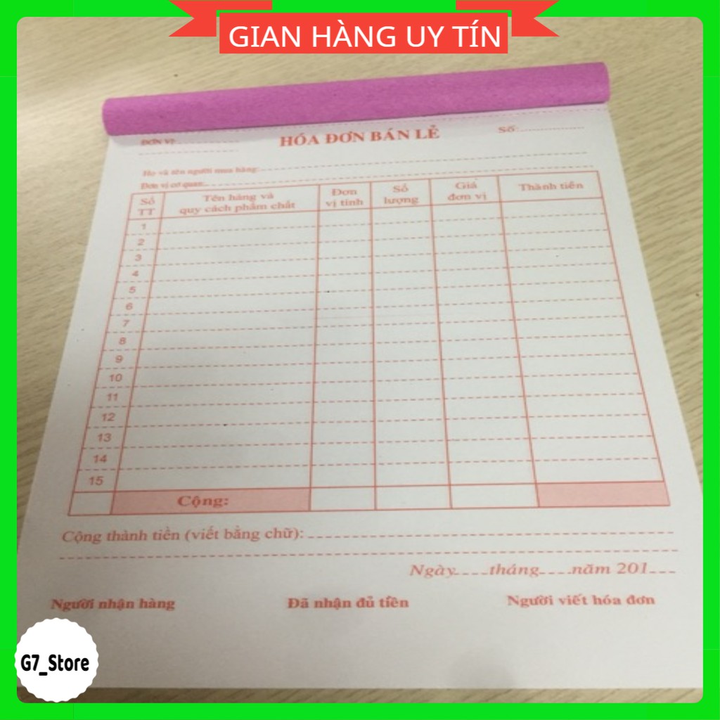 Hoá đơn bán lẻ A5 1 liên (dày 100 tờ) có rãnh xé