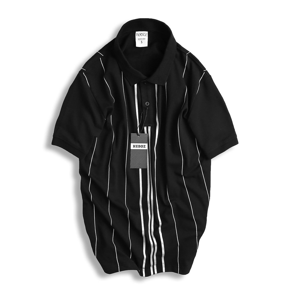 Áo thun polo nam ngắn tay HEBOZ phối sọc cao cấp chất vải cotton pha mịn mát, form slimfit 2 màu - 00000678
