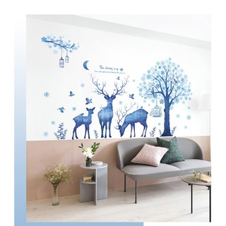 (HÀNG LẠ)Decal Hàn Quốc dán tường decor quán trà sữa, quán cà phê, spa,tiệm nails, nhà ở,văn phòng- Rừng cây hươu xanh
