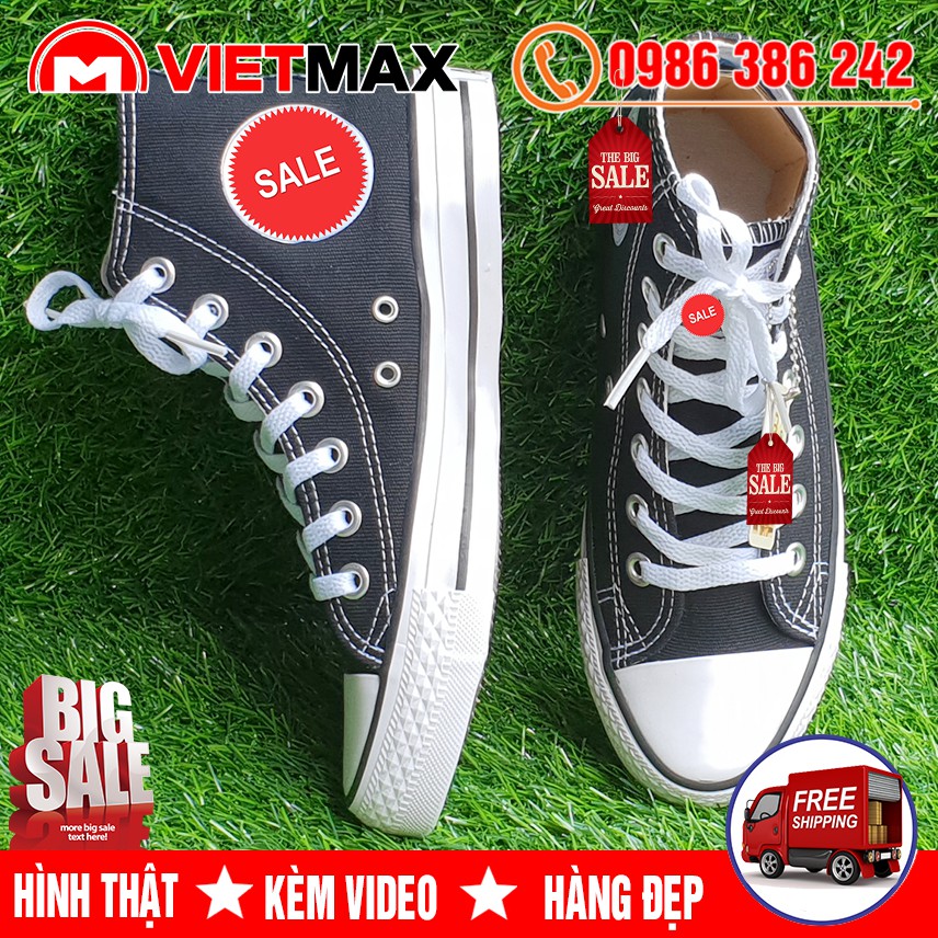 💎 [GIÁ SỐC] Giày Thể Thao CV Chuck Đen Trắng Cao Cổ Nam Nữ