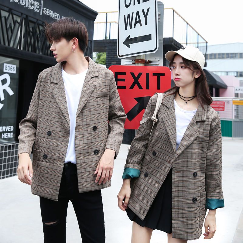 Áo Khoác Blazer Hàn Quốc Nam Nữ Hoạ Tiết kẻ