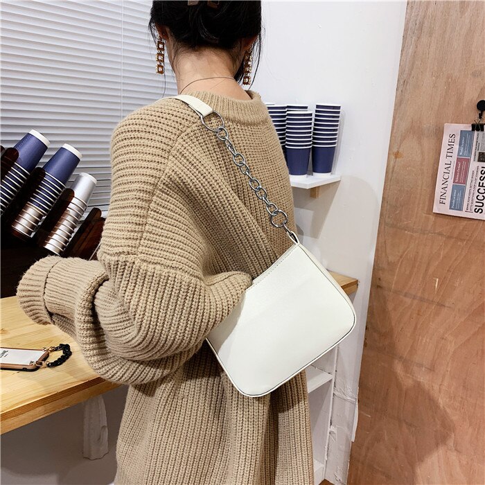 Túi Xách JASMIN NOIR Bằng Da Pu Dây Phối Xích Phong Cách Thời Trang Dành Cho Nữ