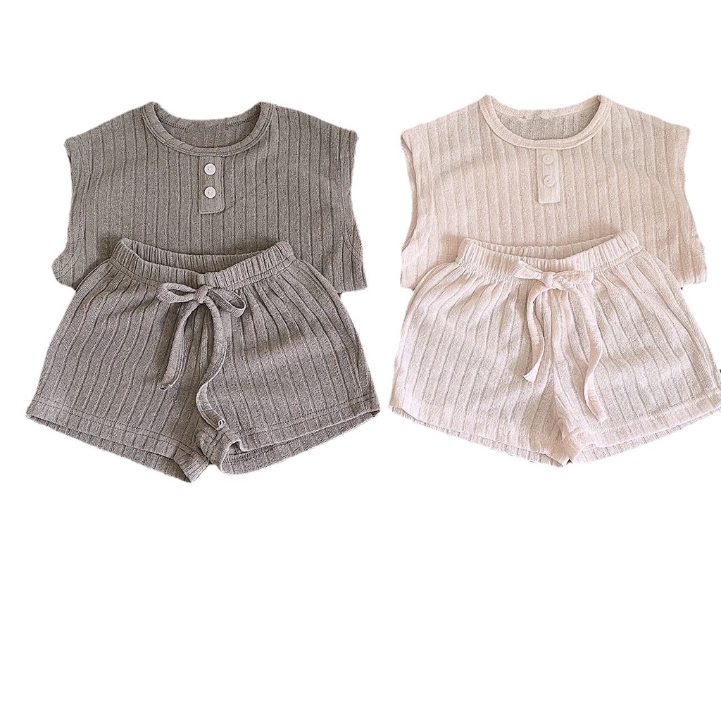Bộ Quần Áo cotton Không Tay Thời Trang Mùa Hè Dành Cho Bé Trai Và Bé Gái