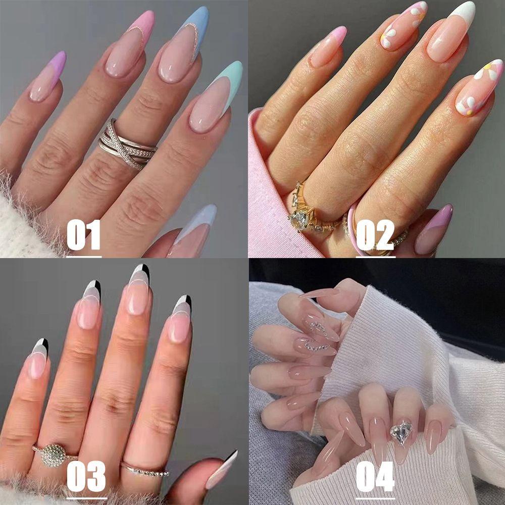 MIHAN1 Set 24 Móng Tay Giả Có Thể Tháo Rời