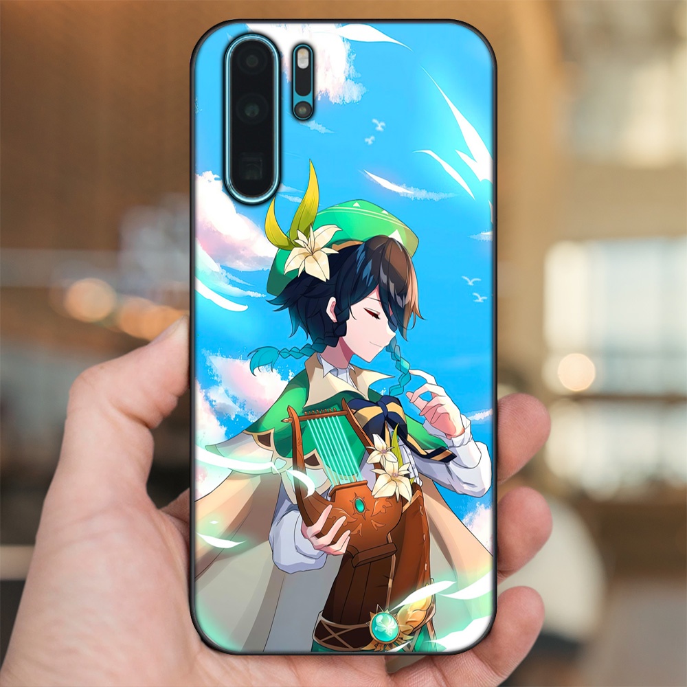 Ốp lưng Huawei P30 Pro viền đen in hình Venti Genshin Impact