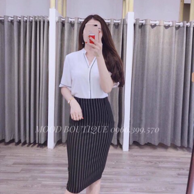 ÁO SƠ MI NỮ CỘC TAY VIỀN CỔ