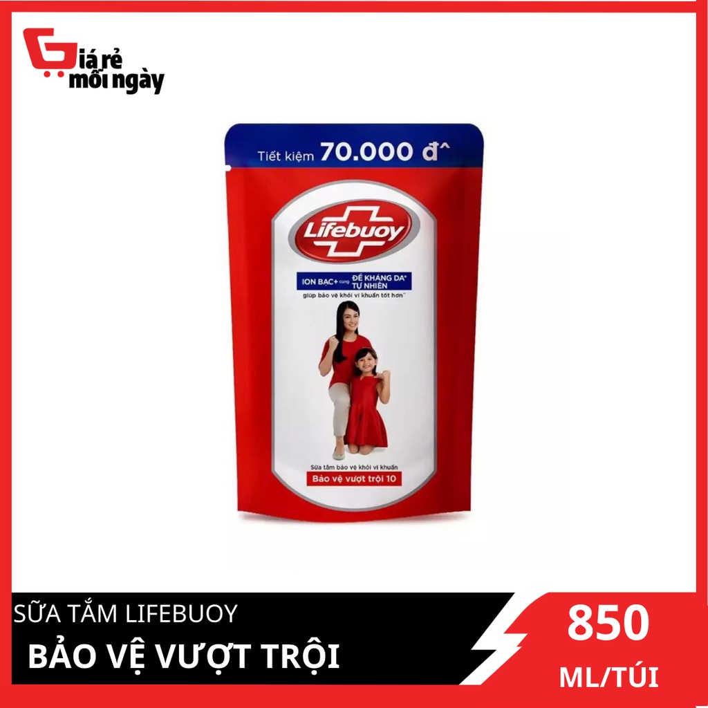 Sữa tắm Lifebuoy Bảo vệ vượt trội 10 (Đỏ) Túi 850ml