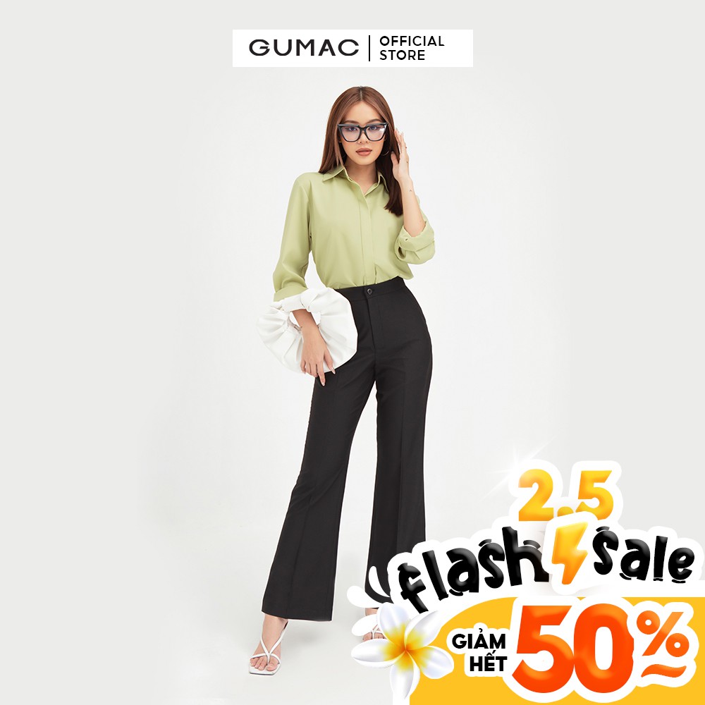 [Mã WABRGU100 giảm 15% đơn 249K tối đa 100k] Quần tây nữ ống loe GUMAC màu đen trơn thanh lịch QB433