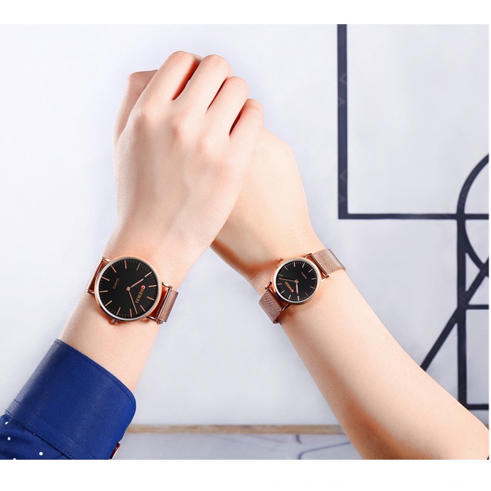 Đồng hồ cặp đôi nam nữ CHENXI CX-076A dây thép lưới chính hãng máy nhật kèm hộp