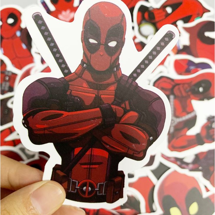 Sticker DEADPOOL  nhựa PVC không thấm nước, dán nón bảo hiểm, laptop, điện thoại, Vali, xe,  Cực COOL #4