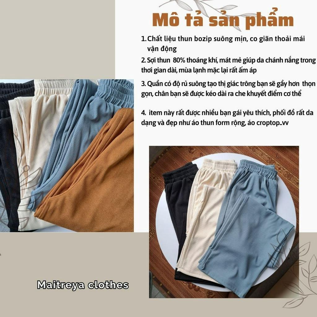 Quần ống rộng nữ cạp chun thun len mặc ấm dáng suông dài loại đẹp mịn dày dặn MAITREYA m105