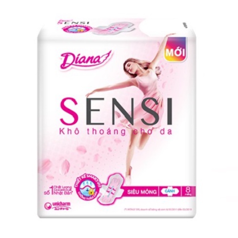 Bịch 6 gói 8 Miếng Băng vệ sinh Diana Sensi siêu mỏng cánh