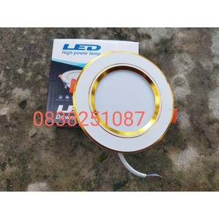 Đèn LED âm trần 7w đổi 3 màu phi 90 viền vàng - TĂNG PHÔ GẮN TRONG