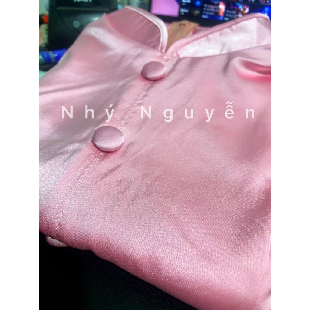 Đồ Lam Đi Chùa Mẫu Nút Bọc Có Dây Cột Eo MÀU HỒNG