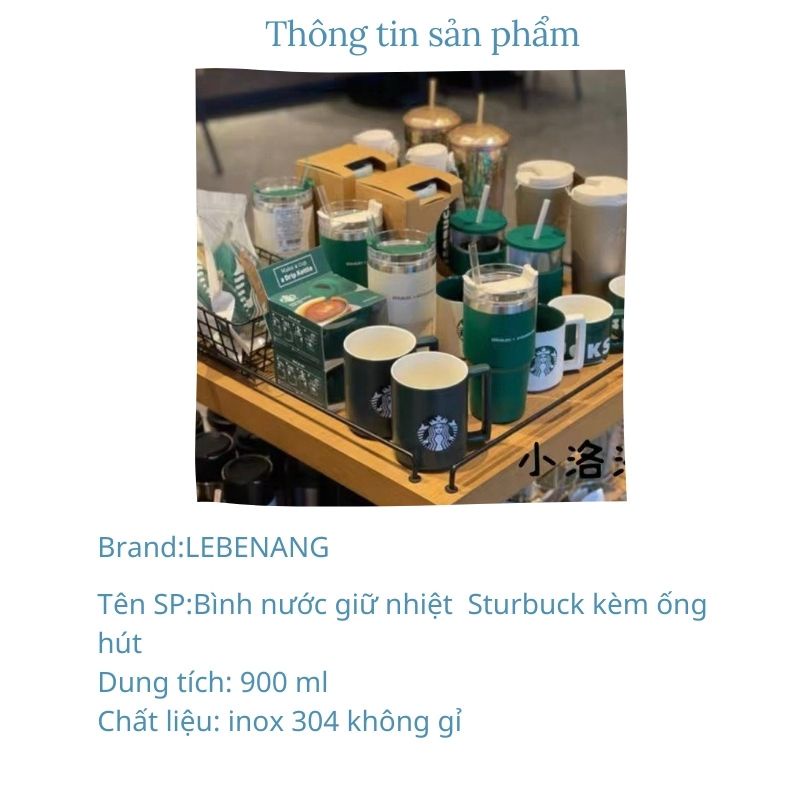 PVN47882 Bình giữ nhiệt star.bucks s.tanley cao cấp tặng kèm vòi hút Giá Rẻ