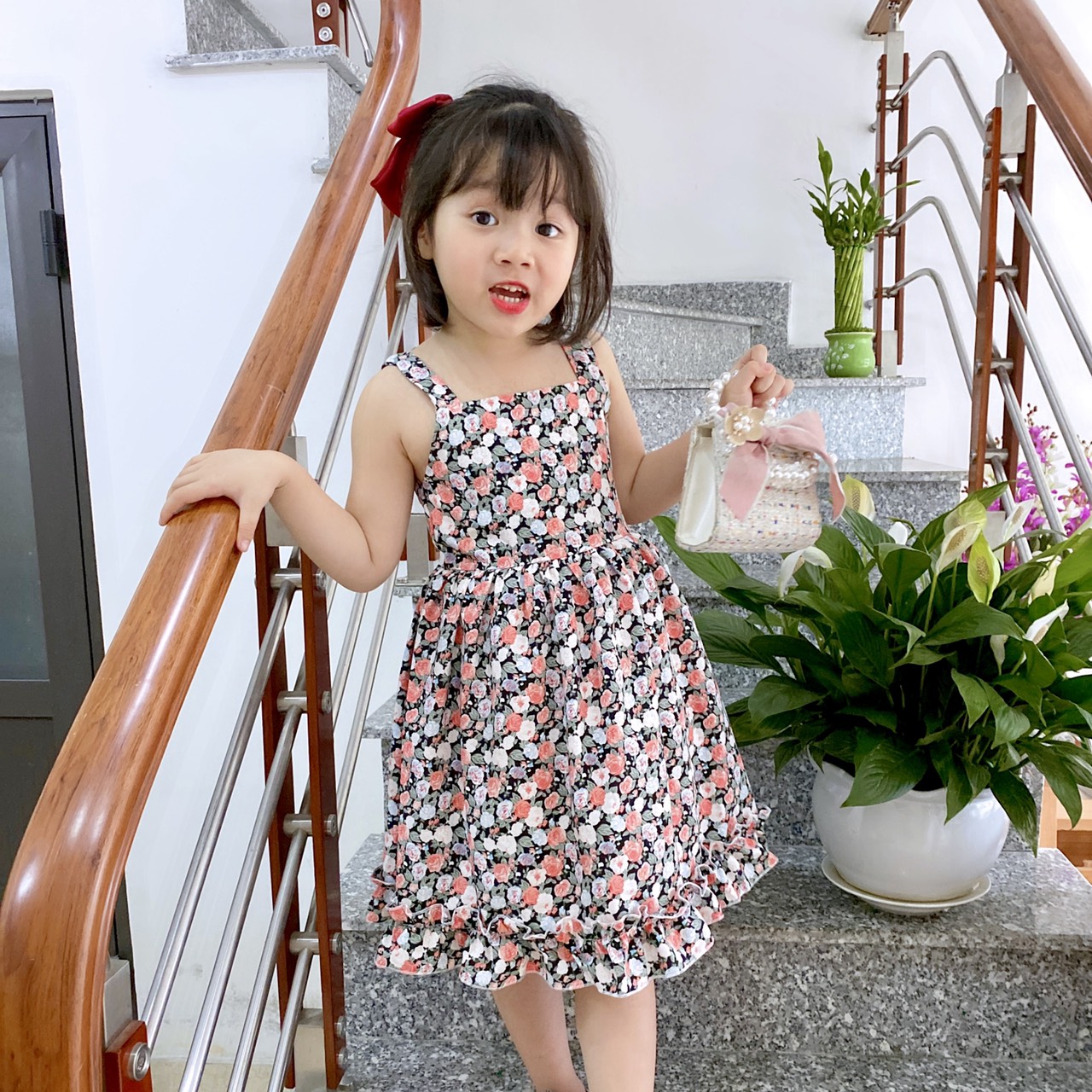 VÁY HÈ BÉ GÁI HOA NHÍ 2 DÂY MÃ D1 [ ẢNH THẬT  SHOP TỰ CHỤP] [ YUMI'S KID ]