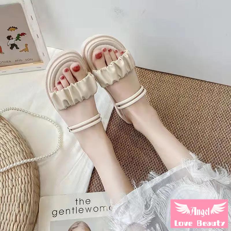 [Bán Chạy] ~ Sandal Đế Phẳng Mùa Hè 2021 Phong Cách Thần Tiên Với Chân Váy Dày Hai Lớp Phong Cách La Mã Dễ Phối Đồ Cho Nữ