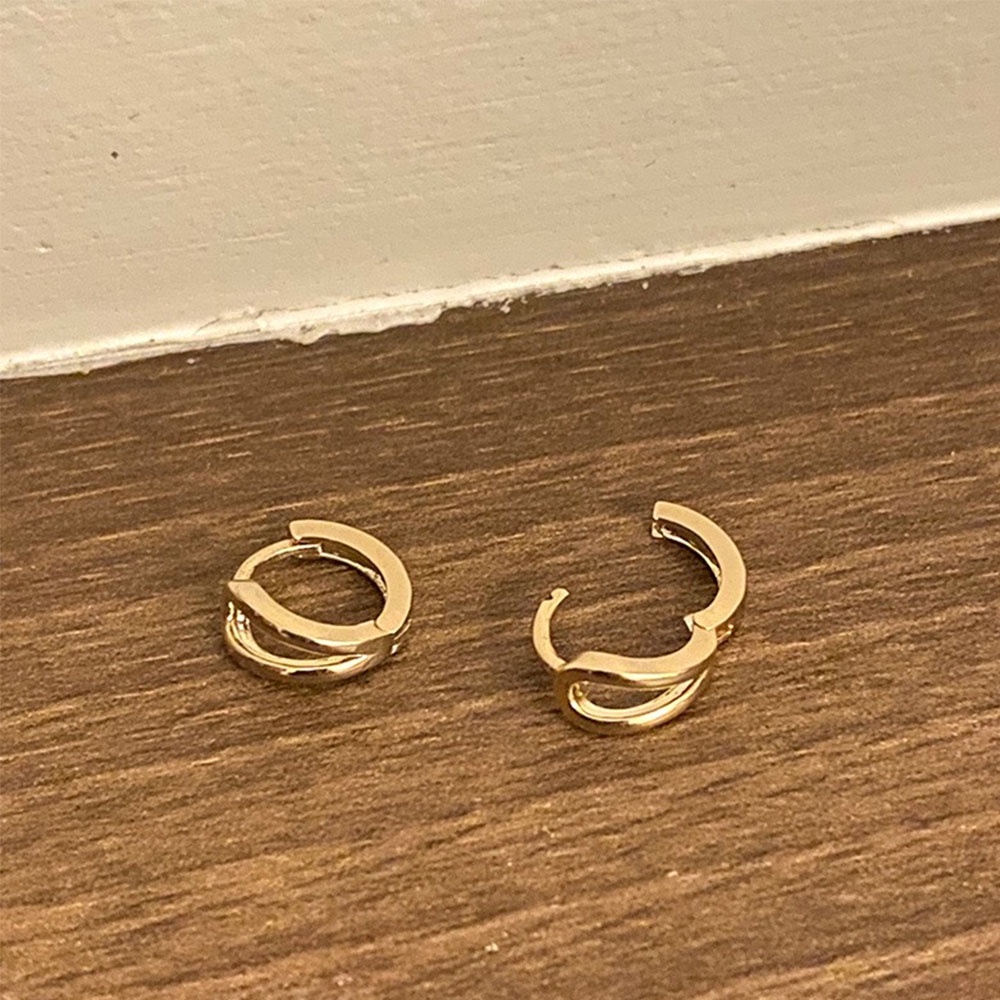 Bông tai hình tròn bằng kim loại thiết kế đơn giản thời trang cho nữ