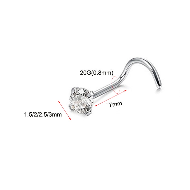 Khuyên Mũi Thép Không Gỉ Đính Đá Nhân Tạo Thời Trang