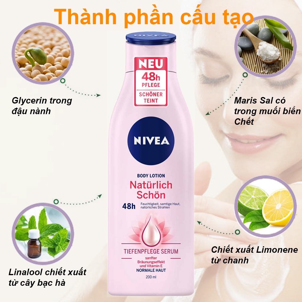 Nivea dưỡng thể dưỡng ẩm sữa dưỡng thể phục hồi da lưu hương lâu NIVEA Bodylotion 200ml