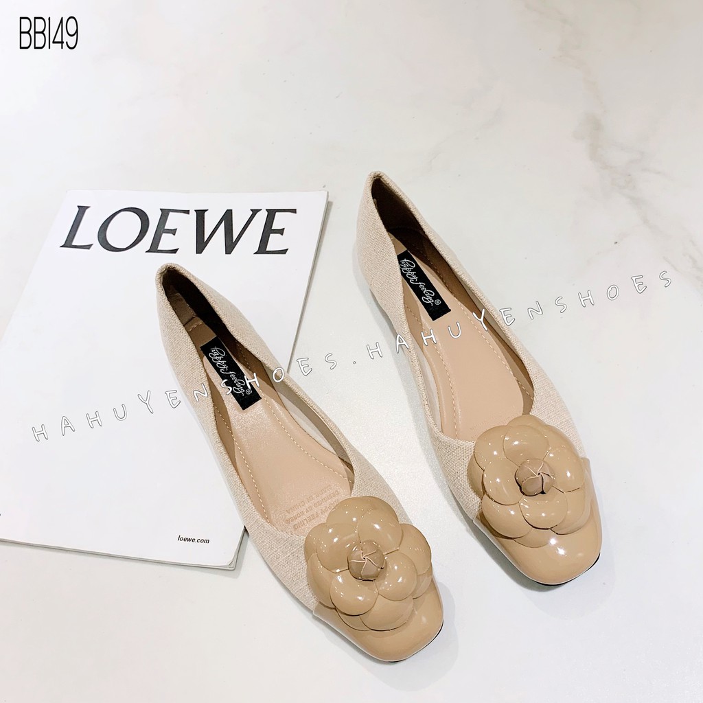 Bệt nữ HHS thân vải mũi bóng hoa trà Hà Huyền Shoes - BB149