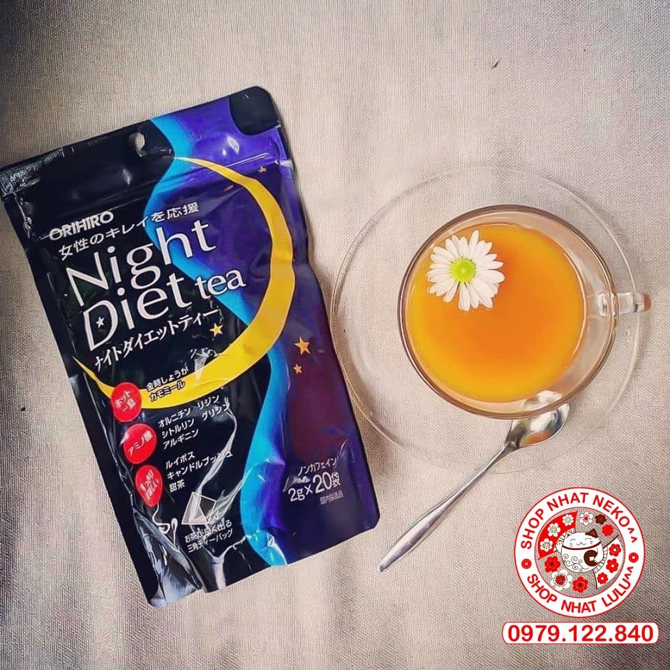 Trà túi lọc giảm cân đêm Nhật night diet orihiro 20 gói (xanh/hồng collagen)