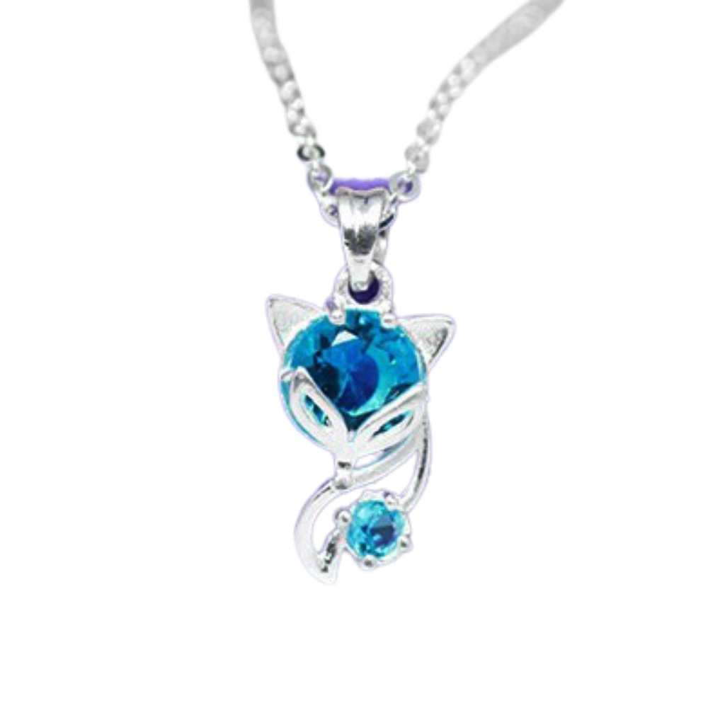 Dây chuyền bạc nữ Hồ Ly Thiên Hồ đá xanh dương bạc 925 thời trang phụ kiện trang sức nữ Viễn Chí Bảo D400651-XD1