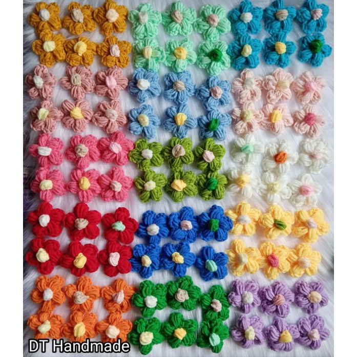 Pin cài áo hoa trang trí túi xách trang trí áo hoa hạt bắp hoa len hoa gắn áo 2 dây