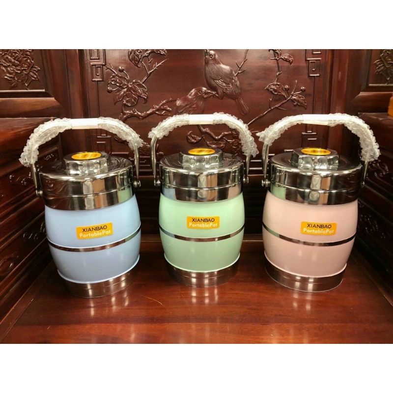 Cặp Lồng Giữ Nhiệt Inox Nắp Bát 1,6l ,2 Lớp ,3 Ngăn ,Bền,Đẹp,Cà Mên Thích Hợp Đựng Cơm,Canh ,Phở,Cháo,