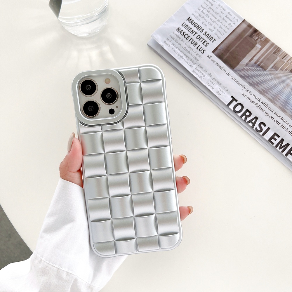 Ốp Điện Thoại Mềm Kiểu Bện 3D Cho iPhone 14 Plus 13 11 12 Pro Max