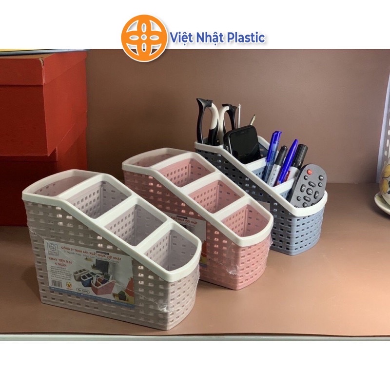 Khay nhựa tiện ích 4 ngăn Việt Nhật - khay đựng bút, dụng cụ học tập