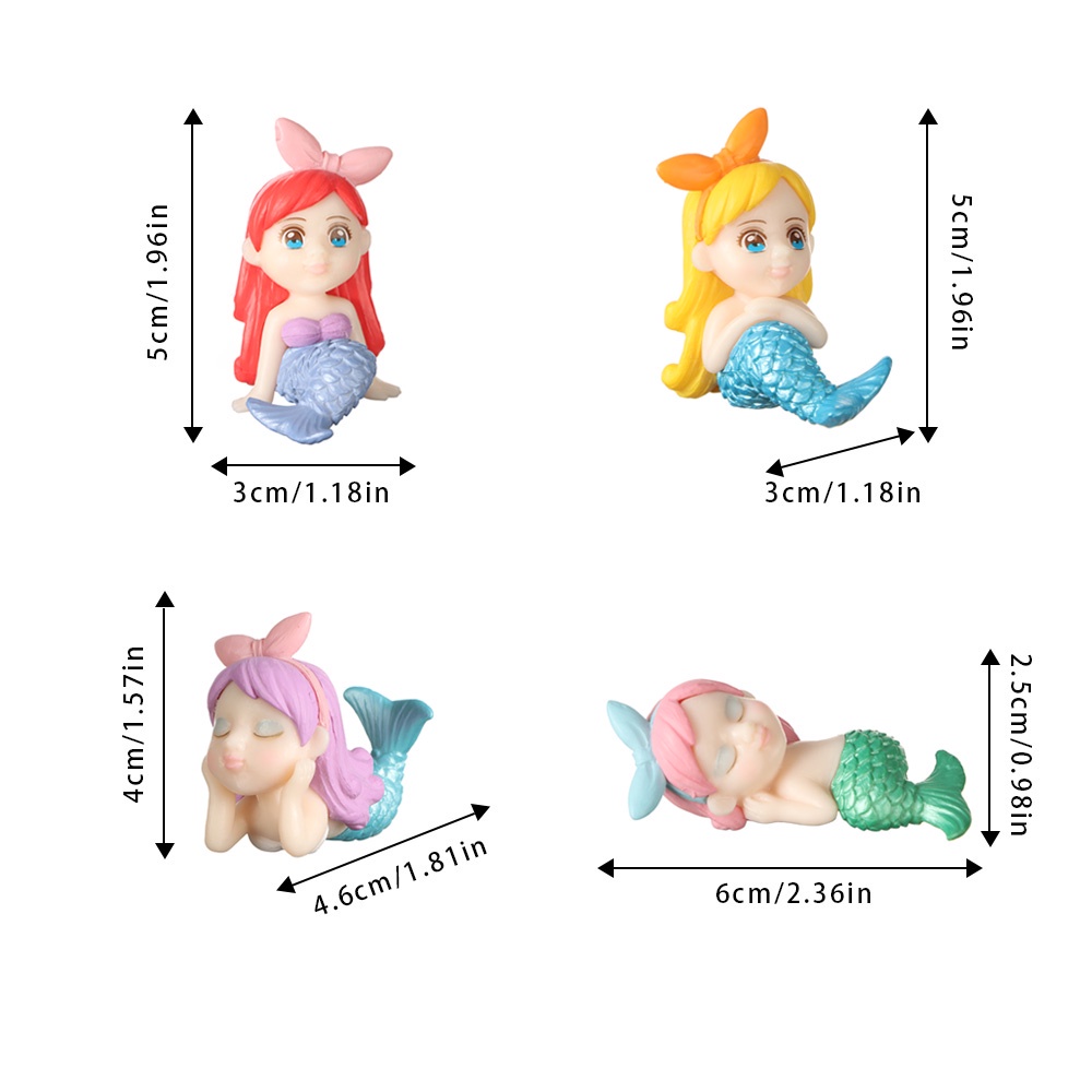 Đồ trang trí Nàng Tiên Cá Thu Nhỏ Nhiều Màu Sắc Dùng Trang Trí Tiểu Cảnh Sân Vườn DIY