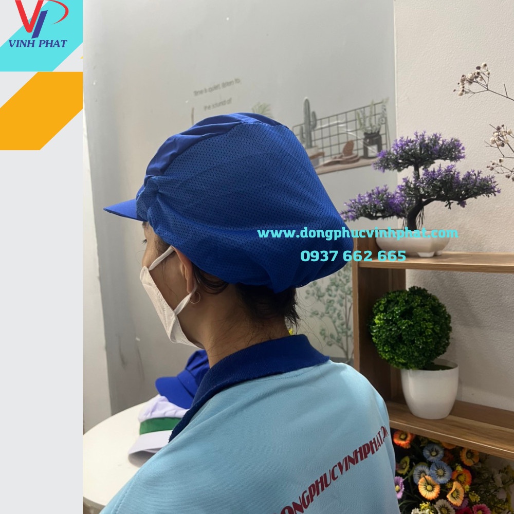 Nón Vải Lưới Trùm Tóc Màu Xanh Chế Biến Thực Phẩm Thủy Sản - Mũ Trùm Tóc - Vĩnh Phát