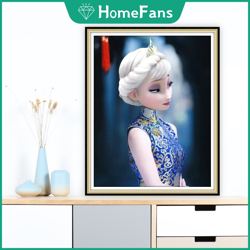 Bộ Tranh Đính Đá 5D Tự Làm Hình Cô Gái Băng Giá 30x40cm / 40x50cm