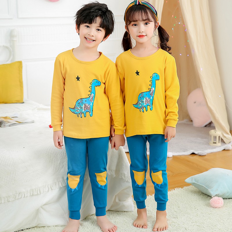 Bộ Đồ Ngủ Cotton Hoạ Tiết Hoạt Hình Dễ Thương Cho Bé