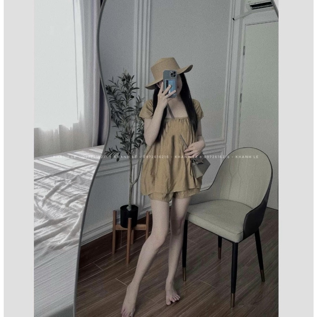 SET Bộ Đũi Nhăn Áo Xòe PHONG CÁCH HÀN QUỐC (kèm ảnh thật +video shop quay)