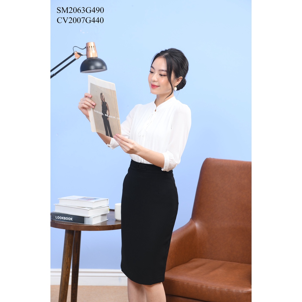 Chân váy công sở dáng bút chì CV2007 CREME