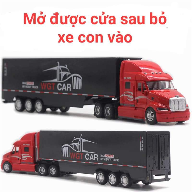 Mô hình xe container kim loại âm thanh đèn