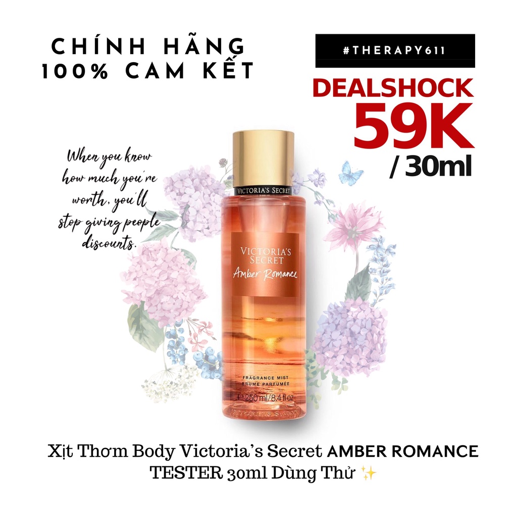 [𝗦𝗔𝗟𝗘]..::✨Xịt Dưỡng Thể Body Mist Victoria’S Secret Amber Romance (Shimmer) Lấp Lánh 250ml Chính Hãng✨::..