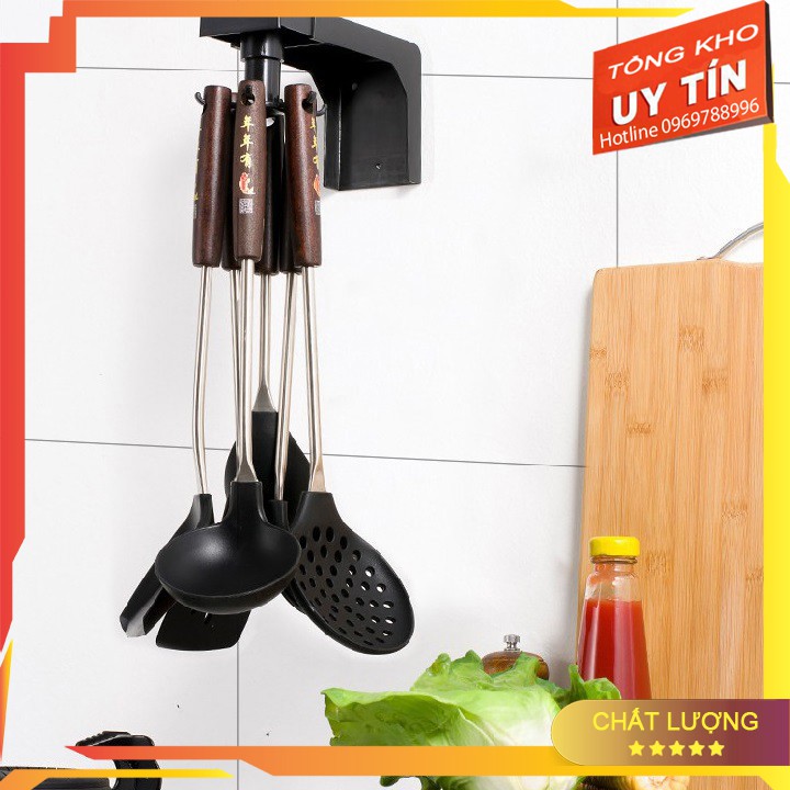 –  Giá nhựa dán tường 6 móc xoay treo đồ nhà bếp nhà tắm