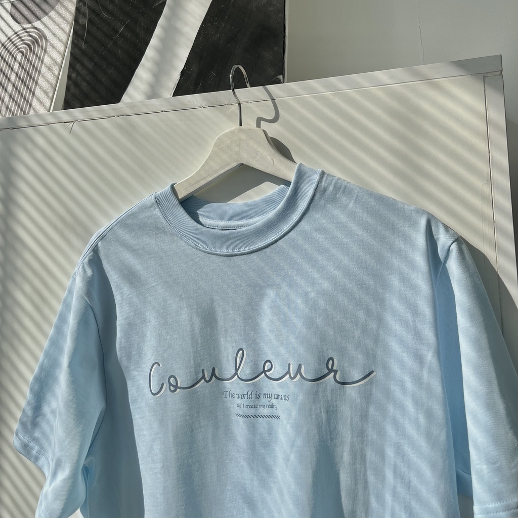Baby blue T-Shirt - Áo thun unisex xanh baby COULEUR local brand chính hãng 100% cotton - TS03
