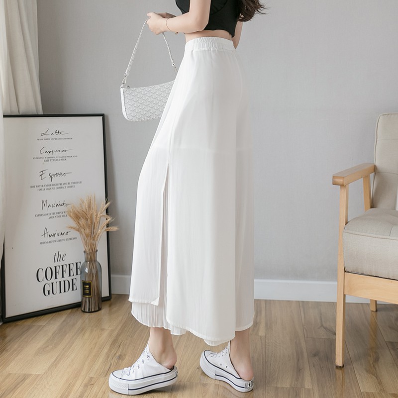 Quần Voan Xếp Ly Ống Rộng Lưng Cao Thời Trang Thanh Lịch Cho Nữ